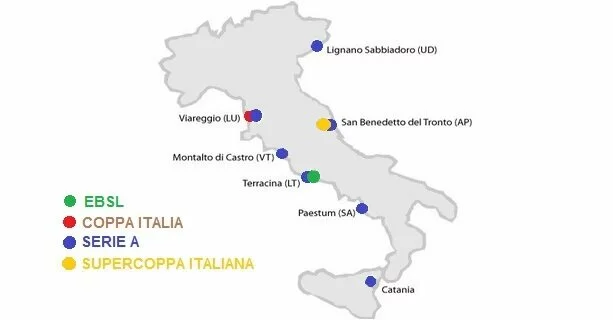 La mappa del beach soccer italiano nel 2013